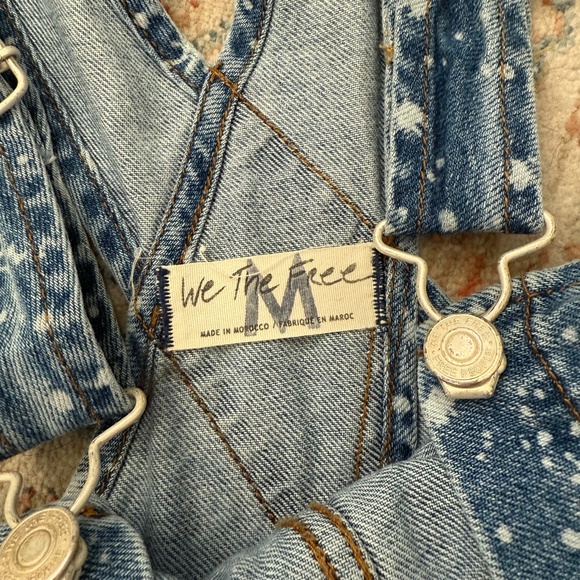 Free People We The Free Ziggy Bleach Splatter Denim Overalls - Picture 6 of 7